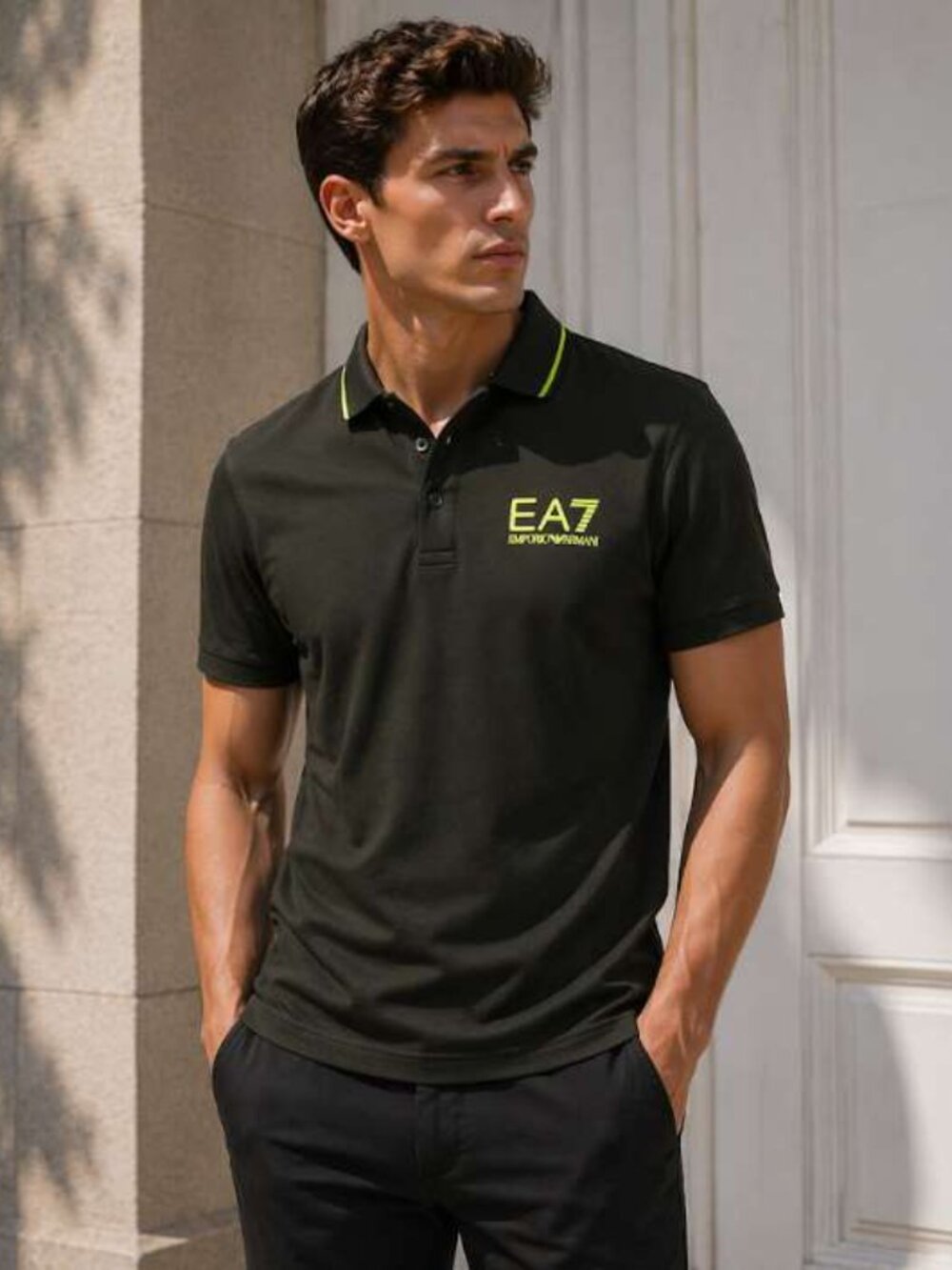 NWT Men's Emporio Armani EA7 Short Sleeve Polo Shirt Size L Color Olive